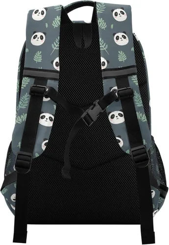 Miniatura 2 de MNSRUU Mochila escolar con correa para el pecho, linda mochila de unicornio para laptop, mochila de senderismo de viaje para niños y niñas, Panda