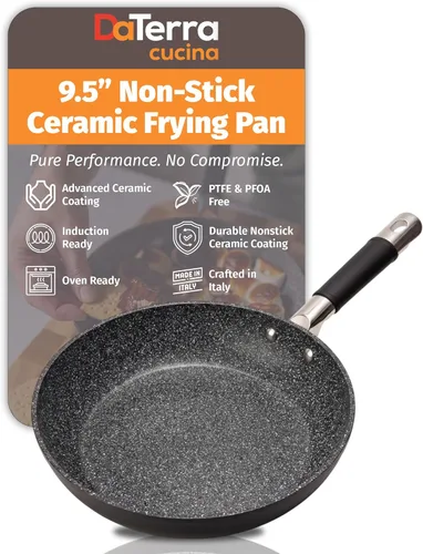 DaTerra Cucina - Sartén antiadherente de cerámica de 9.5 pulgadas - Fabricado en Italia, apto para horno y compatible con estufas de gas, inducción