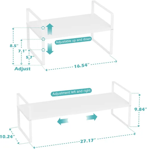 Miniatura 6 de Estante organizador de gabinete, estante expandible para gabinete, estantes apilables, estante de almacenamiento ajustable, elevador para cocina