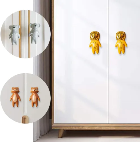 Miniatura 5 de 5 pomos de cerámica con diseño de animales para niños, puerta de habitación de los niños, armario de habitación de los niños, tiradores de armario