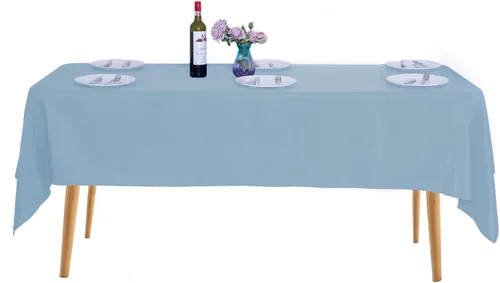 Miniatura 97 de Ascoza Paquete de 2 manteles rectangulares blancos de 60 x 84 pulgadas, tela de poliéster de 4 pies, para bodas, banquetes, restaurantes y fiestas