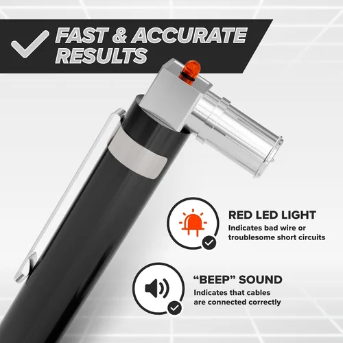 Miniatura 4 de Probador de continuidad de bolsillo coaxial (coaxial) (trazador) con tóner de voltaje (sonido) y paquete de conectores de barril, para prueba