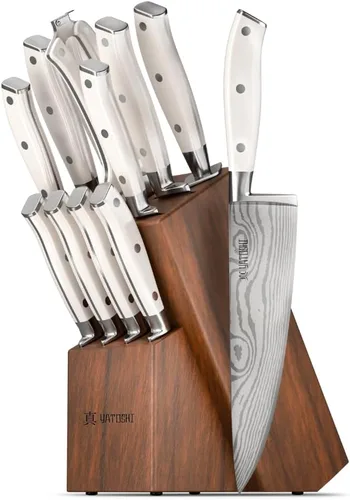 Miniatura 14 de Yatoshi Knives Juego de Bloques de Cuchillos de Cocina Magnéticos - Cuchillos Japoneses de Acero VG-10 de Alto Grado de 67 Capas, Afilados, Mango