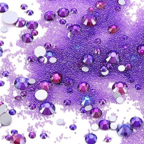 Miniatura 5 de Dowarm 2650 diamantes de imitación de cristal con parte trasera plana, 6 tamaños de 0.059 in a 0.256 in, cristales de parte trasera plana