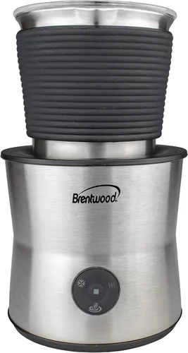 Brentwood GA-402S Espumador de leche eléctrico inalámbrico, calentador y máquina de chocolate caliente, capacidad de 10.1 fl oz, acero inoxidable