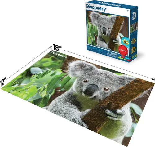 Miniatura 4 de Prime 3D Discovery Koala Rompecabezas 3D de 150 piezas para niños Tamaño acabado de 18 x 12 pulgadas Desafiante y divertido para niños