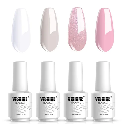 Vishine Nail Art UV LED Lámpara Gel Polish Kit de manicura de larga duración 4 colores Set C183