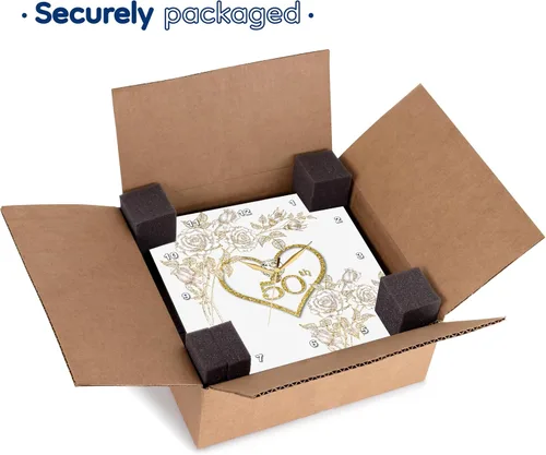 Miniatura 6 de 3dRose 50º aniversario de bodas de oro en oro sintético con purpurina en corazón sobre blanco, reloj de pared de 13 x 13 pulgadas