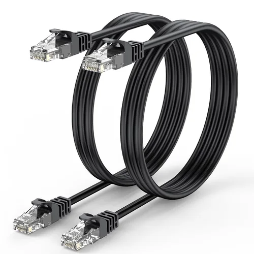 Miniatura 11 de Cable Ethernet Cat6 de 1 pie, paquete de 2 cables de conexión cortos de 1 pie (cable Cat 6, cable RJ45 de Internet, cable de red) 10 Gbps