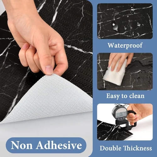 Miniatura 3 de Lámina para revestir estantes y cajones de cocina y baño, impermeable, antideslizante, sin adhesivo, fácil de limpiar, incluye cuchillo y cinta