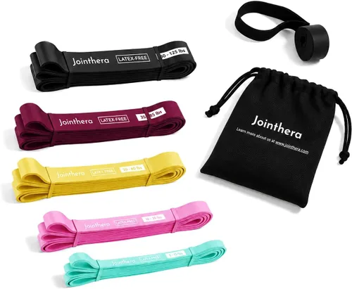 Bandas de resistencia premium libres de látex para hacer ejercicio - Juego de 5 + bolsa de transporte | Bandas de entrenamiento elásticas sin látex