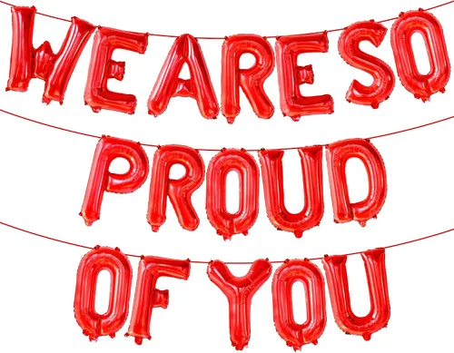 Miniatura 9 de KatchOn, Globos negros con texto en inglés «We Are So Proud of You» de 16 pulgadas Cartel de globos Proud Of You para decoraciones de graduación