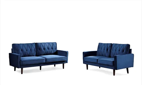 Miniatura 19 de Container Furniture Direct Sofás de terciopelo copetudo de estilo moderno para sala de estar con tapicería de tela suave y marco de madera maciza