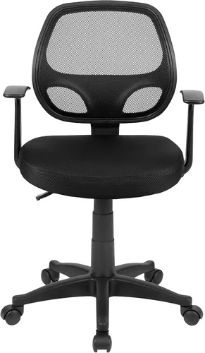 Miniatura 7 de Flash Furniture Mallard - Silla de oficina giratoria de malla con respaldo medio con asiento acolchado y brazos en T, silla de escritorio acolchada