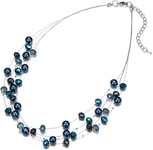 Miniatura 5 de Bulinlin Gargantilla en capas de perlas de río - Collar de joyería de moda para mujer