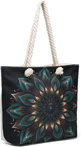 Miniatura 3 de Bolsas de mano con asa de cuerda, bolsa grande con asas de cuerda, lona resistente, reutilizable, bolsa de compras para comestibles, bolsa de playa