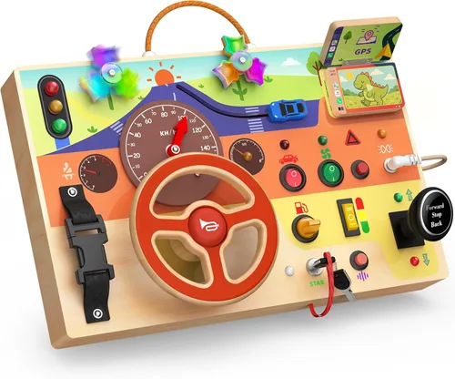 Miniatura 8 de UdoUto My Busy Home Montessori Tabla Ocupada para Niños Pequeños de 1-3 - Tabla de Actividades Sensoriales de Madera con Electrodomésticos de Madera