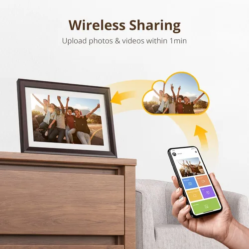 Miniatura 3 de Dragon Touch - Marco de fotos digital WiFi de 10 pulgadas con pantalla táctil IPS, pantalla de visualización de foto digital, 32 GB de marrón