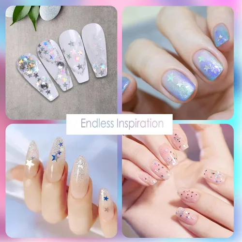 Miniatura 5 de Laza Estrellas de 0.35 oz con purpurina de confeti brillante holográfico micro cinco ángulos estrella falsas lentejuelas acrílico paillettes
