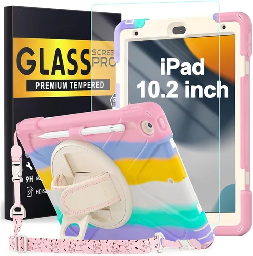 Miniatura 15 de BLOSOMEET Bonita funda para iPad de 9ª generación 2021 de 10.2 pulgadas con protector de pantalla de vidrio templado y soporte para bolígrafo, funda