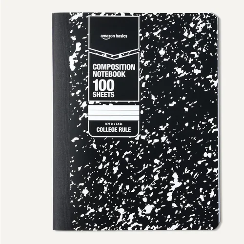 Miniatura 5 de Amazon Basics Cuaderno de composición, rayas universitarias, 100 hojas, 9.75 x 7.5 pulgadas, 1 paquete, mármol negro