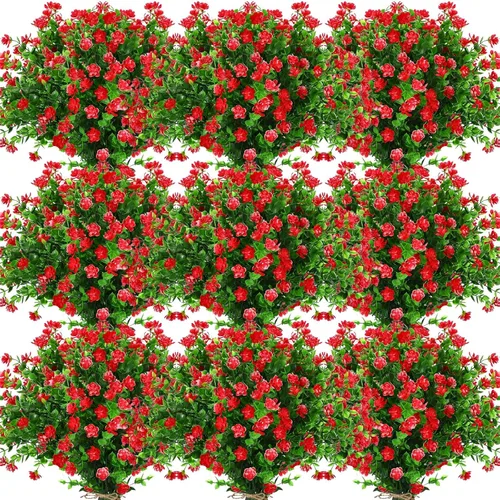 Miniatura 14 de Hoteam 40 paquetes de flores artificiales para exteriores, resistentes a los rayos UV, plantas de plástico para exteriores, primavera, verano