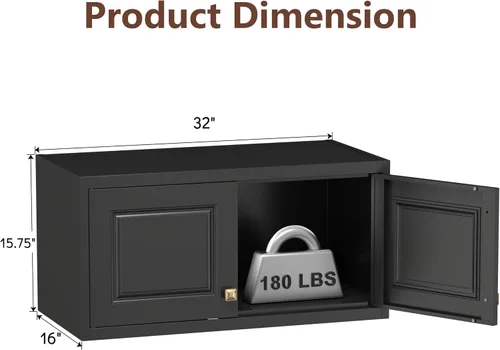Miniatura 2 de Polup Armario de pared con puertas, gabinete de almacenamiento de metal para almacenamiento de cocina, gabinete superior pequeño, para comedor, sala