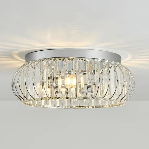Miniatura 15 de YYJLX Lámpara de Techo Empotrada de 3 Luces, Candelabro de Cristal Moderno Negro E26, Iluminación Interior para Pasillo, Dormitorio, Baño