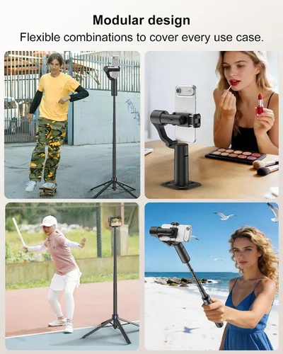 Miniatura 4 de Trípode de seguimiento automático de doble eje de 70 pulgadas, horizontal de 360° y palo selfie giratorio vertical de 130° para iPhone, Android