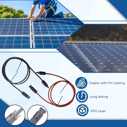 Miniatura 3 de WFLNHB Cable de extensión de panel solar de calibre 12 negro + rojo de 5 pies, 12 AWG con conector solar hembra y macho