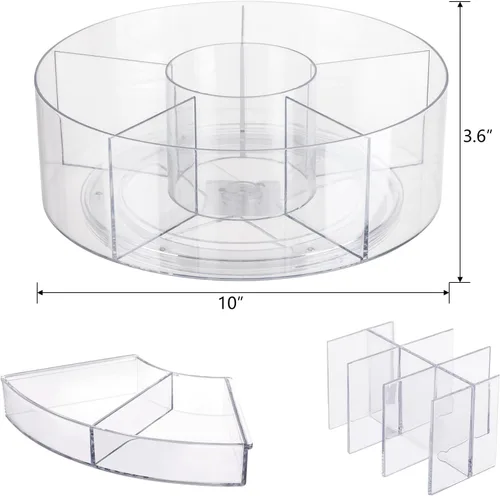 Miniatura 3 de Organizador de maquillaje giratorio de 360 grados para tocador, escritorio de 10 pulgadas de acrílico, organizador de cuidado de la piel