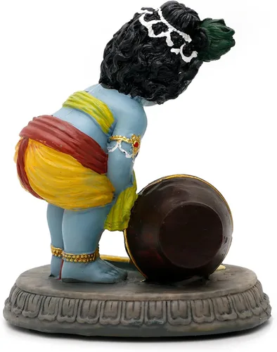 Miniatura 9 de alikiki Estatua hindú de Dios Baby Krishna – 3.7 pulgadas de alto indio Señor Krishna ídolo Murti Diwali Pooja Regalos Decoración de tablero