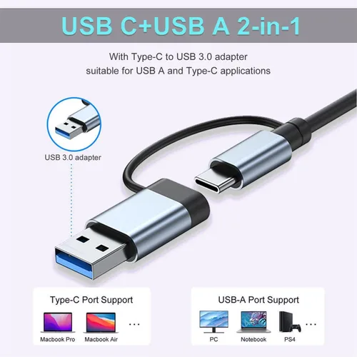 Miniatura 8 de Hub USB C Hub USB 3.0, extensor USB 8 en 1 de aluminio VIENON con lector de tarjetas SD/TF, conector auxiliar de auriculares de 3.5mm para MacBook