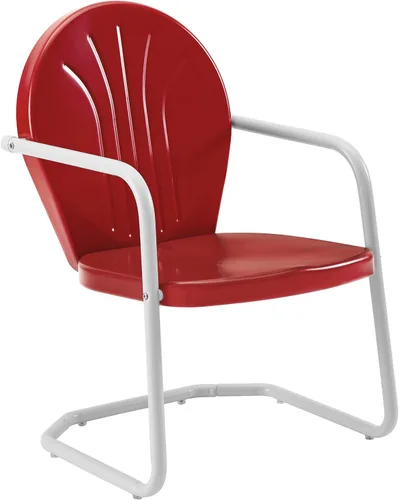 Miniatura 3 de Crosley Furniture Griffith - Juego de sillas y mesa auxiliar de 3 piezas, juego de mesa auxiliar de metal retro para porche, color rojo Rojo y blanco