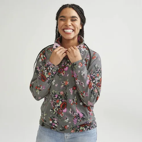 Miniatura 3 de Vera Bradley Sudadera de forro polar con cuello a presión para mujer con bolsillos (rango de tallas extendidas)