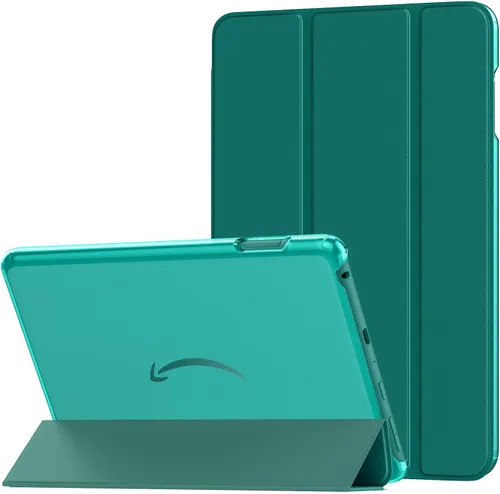 Miniatura 12 de MoKo Funda para tableta Amazon Kindle Fire HD 8 y 8 Plus (12/10ª generación, 2022/2020), funda de piel sintética con soporte triple y carcasa azul