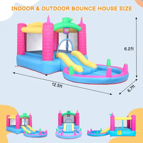 Miniatura 3 de Ktaxon Casa inflable de rebote con soplador de aire de 350 W, castillo para niños saltando al aire libre para patio trasero, parque, jardín