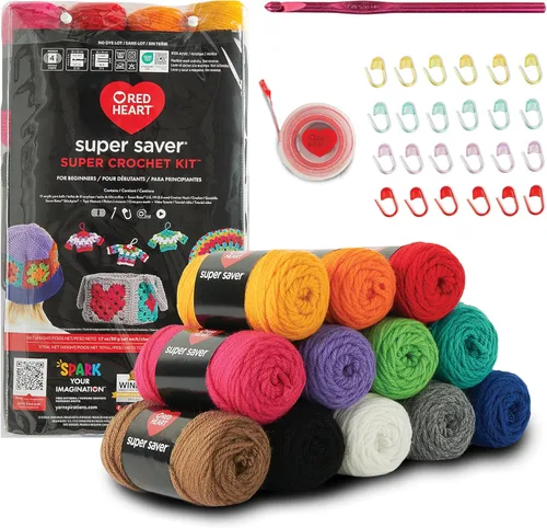 Miniatura 5 de Red Heart Super Saver Super Yarn - Kit de manualidades para proyectos de ganchillo y tejer y amigurumi