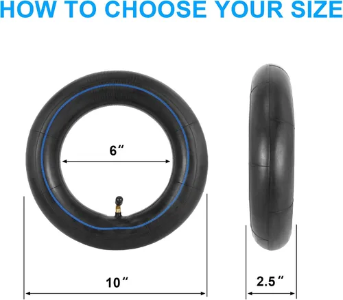 Miniatura 4 de Tubo interior para scooter de alta resistencia 80/65-6 (paquete de 2), grueso de 10 pulgadas, 255x80, 10x2.50, 10x3.0, tubo de scooter eléctrico