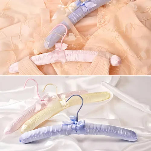 Miniatura 6 de Perchas acolchadas para ropa, colgador de satén, perchas acolchadas para mujer, suéteres (5 unidades)