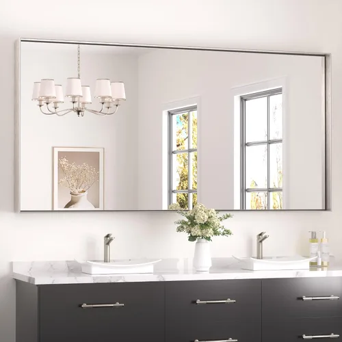 Miniatura 86 de Keonjinn - Espejo rectangular con marco negro para baño de 40 x 30 pulgadas, espejo de pared para sobre el lavabo, espejos de tocador de metal