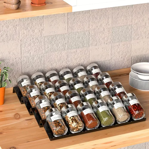 Miniatura 6 de Sezanrpt Organizador de cajones de especias acrílico ajustable, estante organizador de cajones de especias expandible de 8 a 16 pulgadas