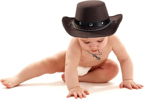 Miniatura 4 de Funny Party Hats Sombrero de vaquero de fieltro marrón para niños y bebés - Sombrero de fiesta occidental - Talla única, Marrón
