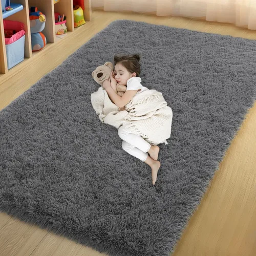 Miniatura 36 de qulint Alfombras de área de 5 x 7 pies para sala de estar, alfombra suave y esponjosa para dormitorio, alfombra de habitación de niños grandes, Gris
