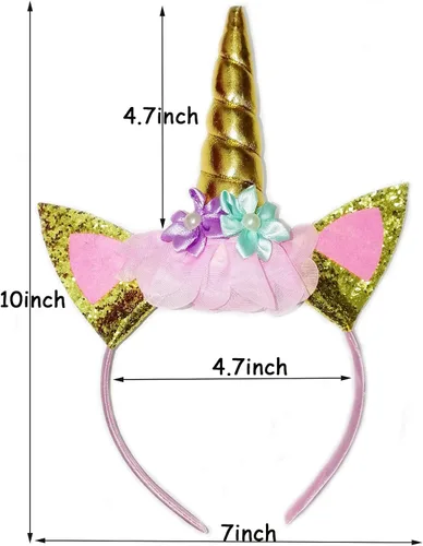 Miniatura 2 de 2 diademas de cuerno de unicornio, flores, orejas de gato, para fiestas de cumpleaños, Navidad, Halloween, accesorios de fotos, suministros