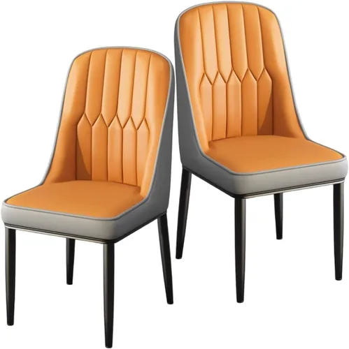 Miniatura 34 de YVYKFZD Juego de 2/4 sillas de comedor, sillas de cocina con respaldo y patas de metal, silla de comedor de piel sintética, silla auxiliar cómoda