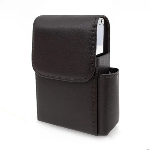 Miniatura 12 de Boshiho Caja de cigarrillos de cuero PU con encendedor titular bolsa de tabaco el mejor regalo para hombres mujeres (negro)