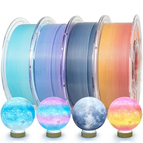 Miniatura 41 de IEMAI Paquete de filamento PETG de 0.069 in, filamento de impresora 3D multicolor translúcido degradado de hasta 23.622 in/s de impresión rápida, 4