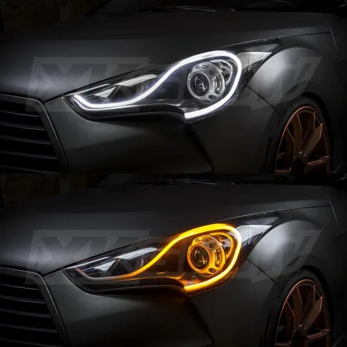 Miniatura 5 de Señal de giro secuencial LED, para cambio de sentido, 2 unidades, señal de giro DRL para faros delanteros, focos personalizados para faros delanteros