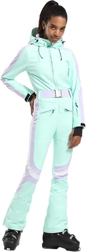 Miniatura 101 de GSOU SNOW Traje de esquí para mujer, traje de nieve delgado de una pieza, chaqueta de nieve, impermeable, resistente al viento, deportes al aire